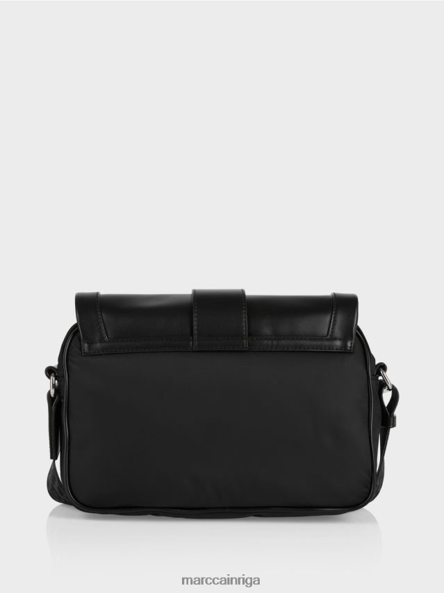 piederums melns VRBHXD1519 Marc Cain \"pārdomāt kopā\" ​​plecu soma