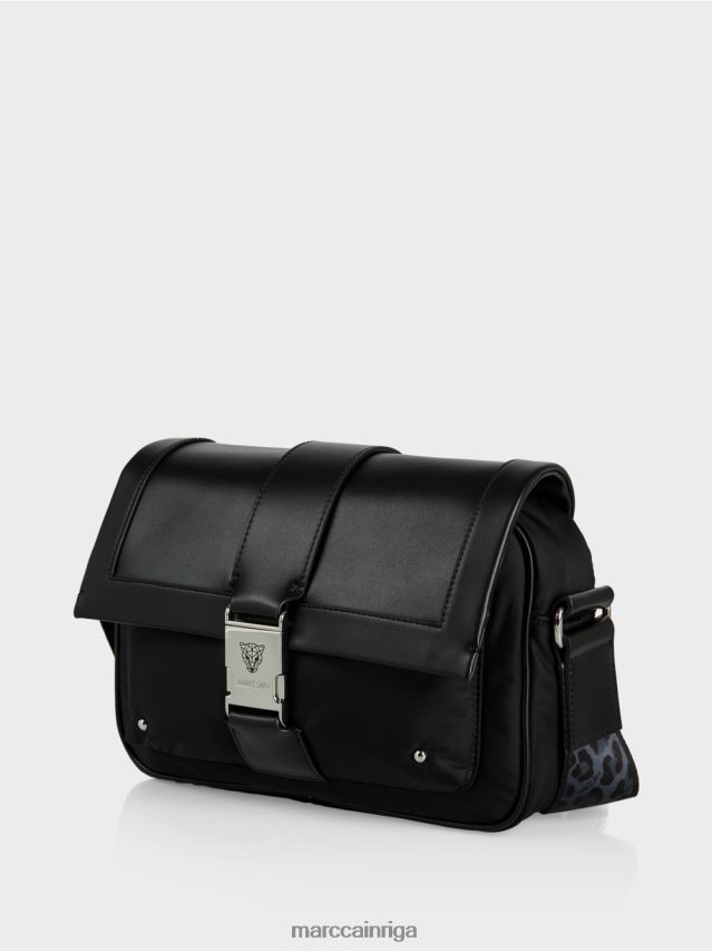 piederums melns VRBHXD1519 Marc Cain \"pārdomāt kopā\" ​​plecu soma