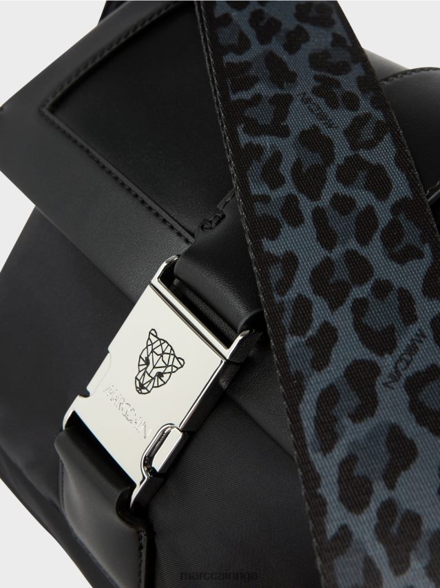 piederums melns VRBHXD1519 Marc Cain \"pārdomāt kopā\" ​​plecu soma