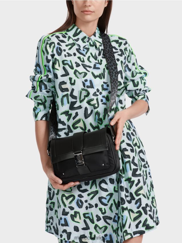 piederums melns VRBHXD1519 Marc Cain \"pārdomāt kopā\" ​​plecu soma