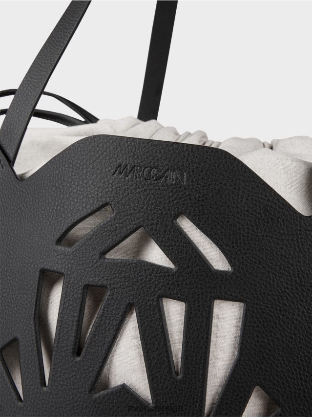 piederums melns VRBHXD1523 Marc Cain praktiska \"pārdomāt kopā\" ​​soma