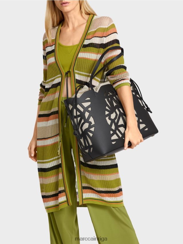 piederums melns VRBHXD1523 Marc Cain praktiska \"pārdomāt kopā\" ​​soma