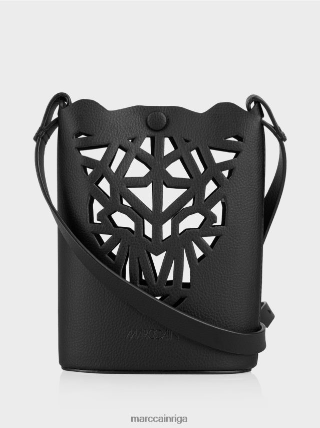 piederums melns VRBHXD1525 Marc Cain "pārdomājiet kopā" ​​leoparda galvas mini soma