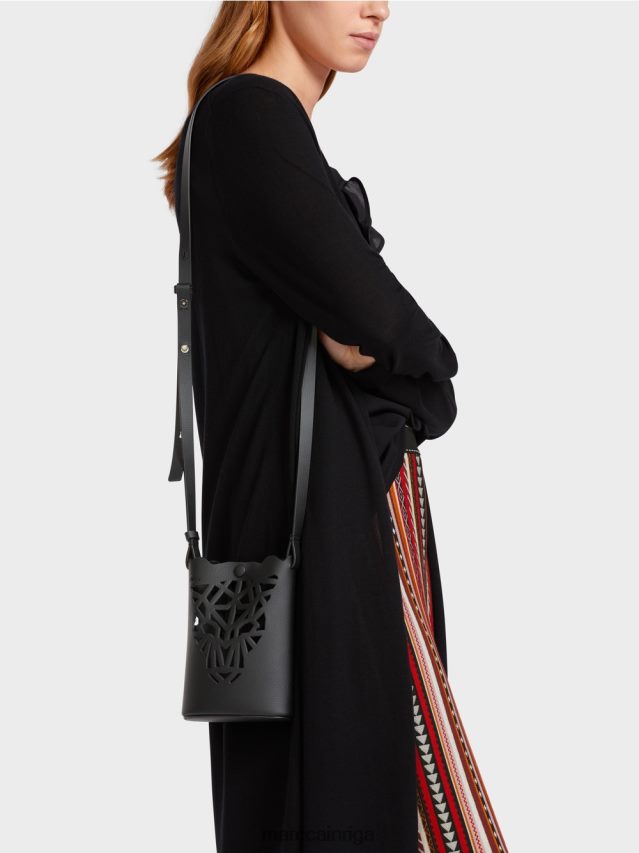 piederums melns VRBHXD1525 Marc Cain \"pārdomājiet kopā\" ​​leoparda galvas mini soma